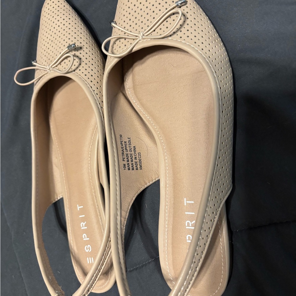 Esprit Tan Flats with Decorative Bows